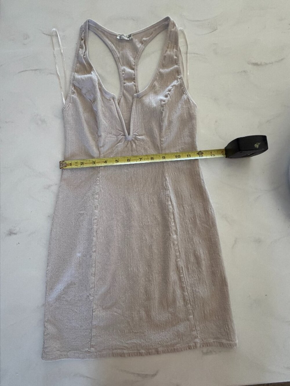 Intimately ๐ป Free People ๐ป Ladies Night Bodycon Mini Slip Dress Beige Sz Small - Picture 3 of 11